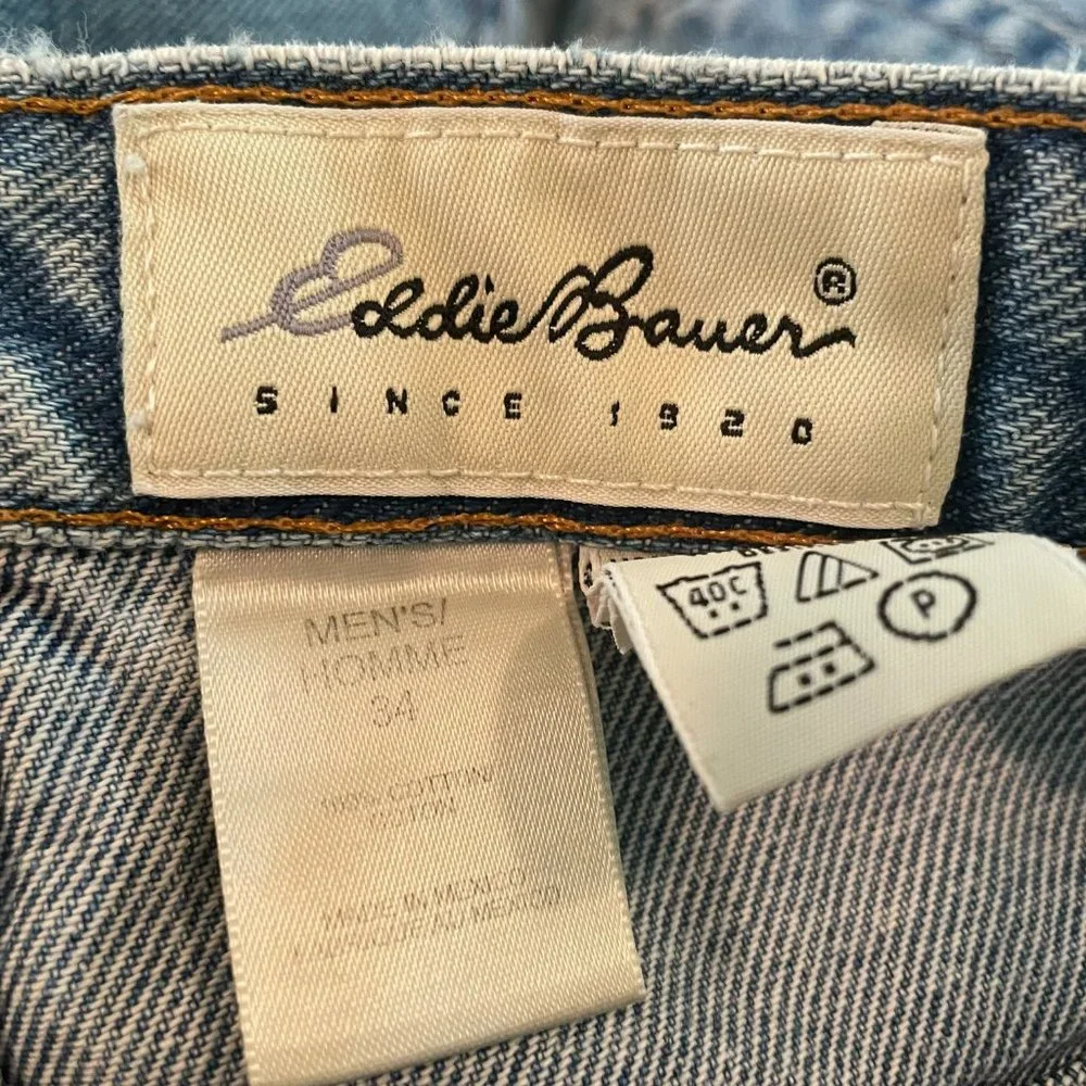 Eddie Bauer Outdoor Outfitter Mens Denim Blue Jean Medium Wash Shorts Size 34 - Picture 7 of 14